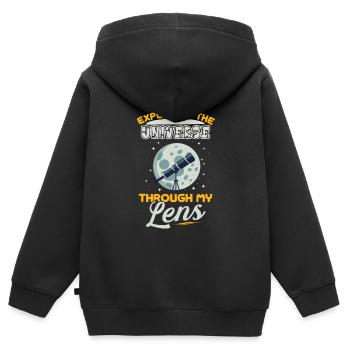 Astrofotografie Astronomie Weltraumkamera - Kinder Premium Organic Zip Hoodie - Schwarz - Hinten - AI Model Kid Male (0cm)