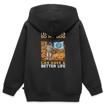 Espace Chien de l’espace Colonisation de l’espace - Sweat Premium à capuche zippé enfant bio - noir - Dos - AI Model Kid Male (0cm)