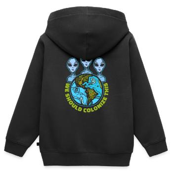 espace, espace, extraterrestres, colonisation de l’espace - Sweat Premium à capuche zippé enfant bio - noir - Dos - AI Model Kid Male (0cm)