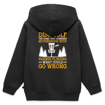 Disc Golf Player Disc Golfer Frisbee Player Par Pu - Kinder Premium Organic Zip Hoodie - Schwarz - Hinten - AI Model Kid Male (0cm)