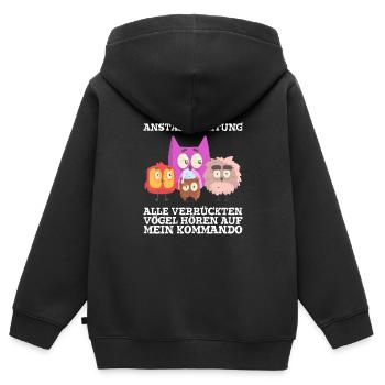 Anstaltleitung Alle Vögel Hören Auf Mein Kommando - Kinder Premium Organic Zip Hoodie - Schwarz - Hinten - AI Model Kid Male (0cm)