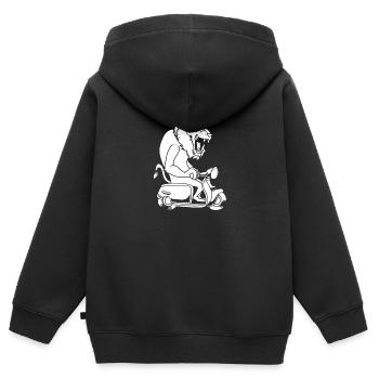 Motorroller Löwe - Kinder Premium Organic Zip Hoodie - Schwarz - Hinten - AI Model Kid Male (0cm)