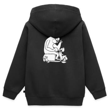 Motorroller Faultier - Kinder Premium Organic Zip Hoodie - Schwarz - Hinten - AI Model Kid Male (0cm)