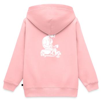 Motorroller Hund - Kinder Premium Organic Zip Hoodie - Rosa - Hinten - AI Model Kid Female (0cm)