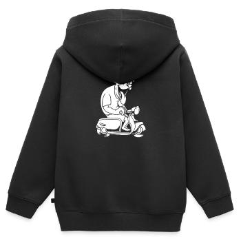 Motorroller Hund - Kinder Premium Organic Zip Hoodie - Schwarz - Hinten - AI Model Kid Male (0cm)