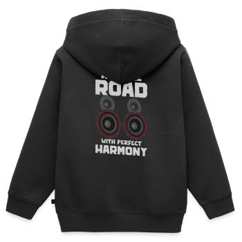 AUDIOLOGIST / CAR STEREO : Run Your System - Kinder Premium Organic Zip Hoodie - Schwarz - Hinten - AI Model Kid Male (0cm)