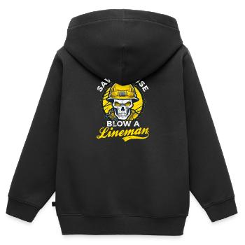 Lineman Pole Save A Fuse Blow A Lineman - Kids Premium Organic Zip-up Hoodie - black - Back - AI Model Kid Male (0cm)