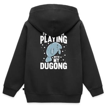 Dugong Manatees Manatee - Kids Premium Organic Zip-up Hoodie - black - Back - AI Model Kid Male (0cm)
