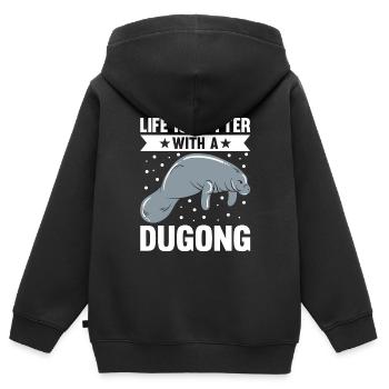 Dugong Manatees Manatee - Kids Premium Organic Zip-up Hoodie - black - Back - AI Model Kid Male (0cm)