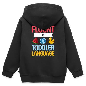 Au Pair Fille Maternelle Nounou - Sweat Premium à capuche zippé enfant bio - noir - Dos - AI Model Kid Male (0cm)