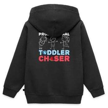Au Pair Fille Maternelle Nounou - Sweat Premium à capuche zippé enfant bio - noir - Dos - AI Model Kid Male (0cm)