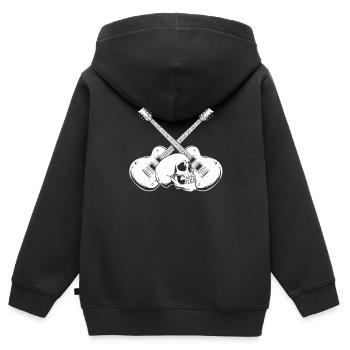 E Gitarre Elektrogitarre Schädel - Kinder Premium Organic Zip Hoodie - Schwarz - Hinten - AI Model Kid Male (0cm)
