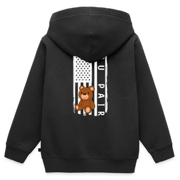 Au Pair Fille Maternelle Nounou - Sweat Premium à capuche zippé enfant bio - noir - Dos - AI Model Kid Male (0cm)
