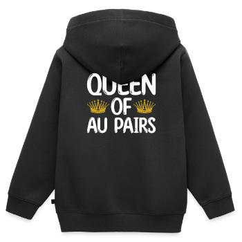 Au Pair Fille Maternelle Nounou - Sweat Premium à capuche zippé enfant bio - noir - Dos - AI Model Kid Male (0cm)