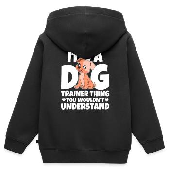 Dresseur de chiens École de chiens Sports canins - Sweat Premium à capuche zippé enfant bio - noir - Dos - AI Model Kid Male (0cm)