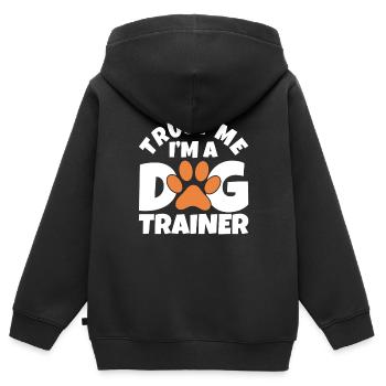 Dresseur de chiens École de chiens Sports canins - Sweat Premium à capuche zippé enfant bio - noir - Dos - AI Model Kid Male (0cm)