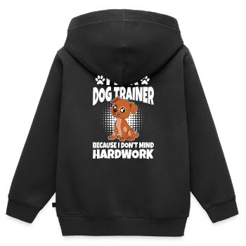 Dresseur de chiens École de chiens Sports canins - Sweat Premium à capuche zippé enfant bio - noir - Dos - AI Model Kid Male (0cm)