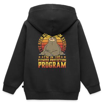 I'm In The Fitness Protection Program 3 - Kids Premium Organic Zip-up Hoodie - black - Back - AI Model Kid Male (0cm)