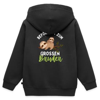 Ich werde Großer Bruder 2024 Loading Faultier - Kinder Premium Organic Zip Hoodie - Schwarz - Hinten - AI Model Kid Male (0cm)