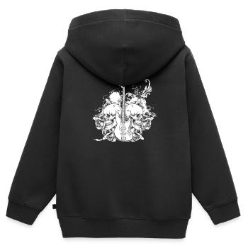 Bassist Bass Gitarre Basser Schädel - Kinder Premium Organic Zip Hoodie - Schwarz - Hinten - AI Model Kid Male (0cm)