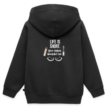 Das Leben Ist Kurz, Ihre Wimpern Sollten Nicht Im - Kinder Premium Organic Zip Hoodie - Schwarz - Hinten - AI Model Kid Male (0cm)