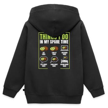Kiwi - Sweat Premium à capuche zippé enfant bio - noir - Dos - AI Model Kid Male (0cm)