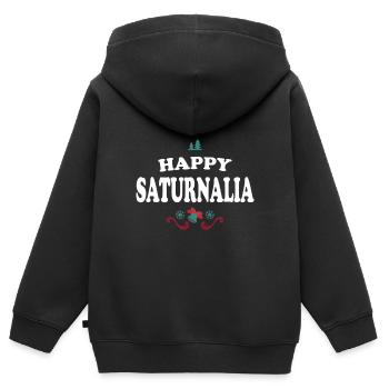 Joyeuses Saturnales - Sweat Premium à capuche zippé enfant bio - noir - Dos - AI Model Kid Male (0cm)