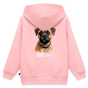 Chien Border Terrier - Sweat Premium à capuche zippé enfant bio - rose - Dos - AI Model Kid Female (0cm)