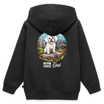 Hund Bichon Friesé - Kinder Premium Organic Zip Hoodie - Schwarz - Hinten - AI Model Kid Male (0cm)