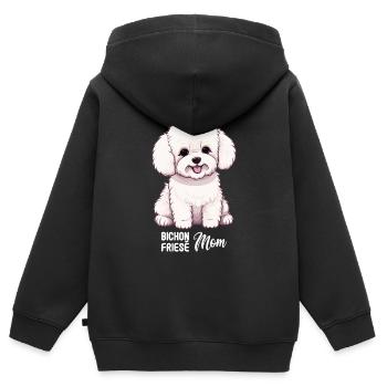 Hund Bichon Friesé - Kinder Premium Organic Zip Hoodie - Schwarz - Hinten - AI Model Kid Male (0cm)