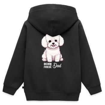 Hund Bichon Friesé - Kinder Premium Organic Zip Hoodie - Schwarz - Hinten - AI Model Kid Male (0cm)