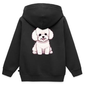 Hund Bichon Friesé - Kinder Premium Organic Zip Hoodie - Schwarz - Hinten - AI Model Kid Male (0cm)