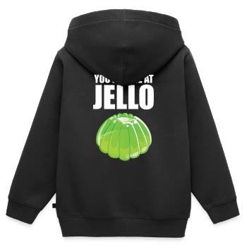Tu m’as eu à Jello - Sweat Premium à capuche zippé enfant bio - noir - Dos - AI Model Kid Male (0cm)