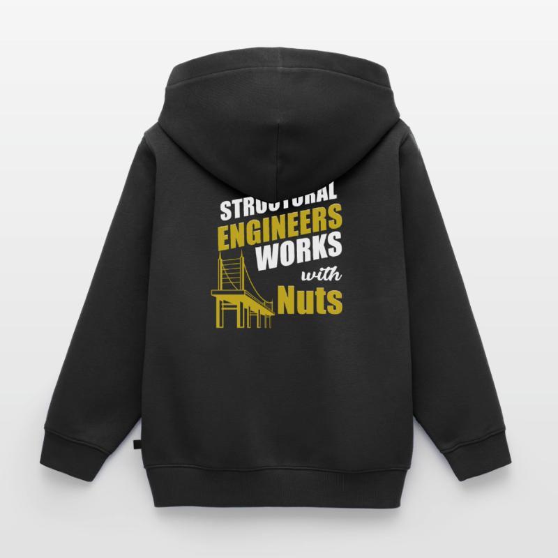 Construction carpenter structural engineer working with nuts Kids Premium Organic Zip-up Hoodie