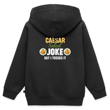 J’avais une blague sur la salade César, mais j’ai jeté - Sweat Premium à capuche zippé enfant bio - noir - Dos - AI Model Kid Male (0cm)