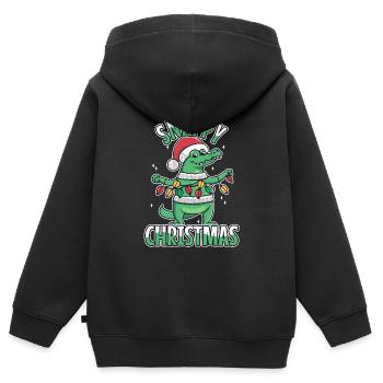 Noël vif - Sweat Premium à capuche zippé enfant bio - noir - Dos - AI Model Kid Male (0cm)