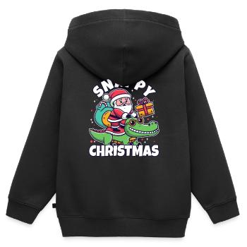 Noël vif - Sweat Premium à capuche zippé enfant bio - noir - Dos - AI Model Kid Male (0cm)