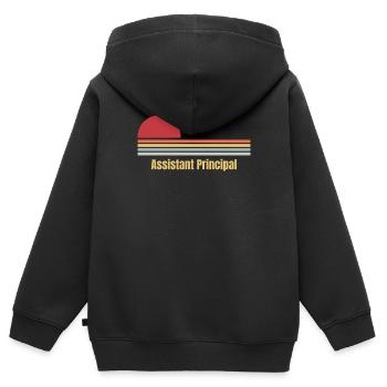 Assistant Principal - Kinder Premium Organic Zip Hoodie - Schwarz - Hinten - AI Model Kid Male (0cm)