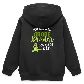 Großer Bruder 2024 Loading darf das Dinosaurier - Kinder Premium Organic Zip Hoodie - Schwarz - Hinten - AI Model Kid Male (0cm)