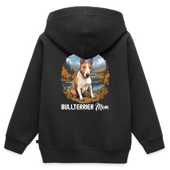Chien Bull Terrier - Sweat Premium à capuche zippé enfant bio - noir - Dos - AI Model Kid Male (0cm)