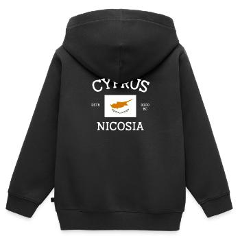 Chypre - Sweat Premium à capuche zippé enfant bio - noir - Dos - AI Model Kid Male (0cm)