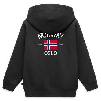 Norway - Kids Premium Organic Zip-up Hoodie - black - Back - AI Model Kid Male (0cm)