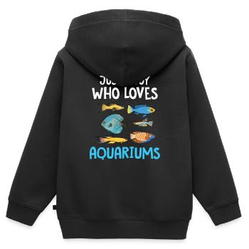 Aquarium - Kinder Premium Organic Zip Hoodie - Schwarz - Hinten - AI Model Kid Male (0cm)