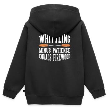 Sculpture sur bois brillant sur bois - Sweat Premium à capuche zippé enfant bio - noir - Dos - AI Model Kid Male (0cm)
