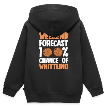 Sculpture sur bois brillant sur bois - Sweat Premium à capuche zippé enfant bio - noir - Dos - AI Model Kid Male (0cm)