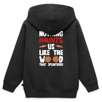 Sculpture sur bois brillant sur bois - Sweat Premium à capuche zippé enfant bio - noir - Dos - AI Model Kid Male (0cm)
