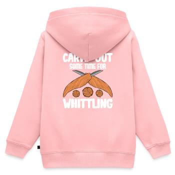 Sculpture sur bois brillant sur bois - Sweat Premium à capuche zippé enfant bio - rose - Dos - AI Model Kid Female (0cm)