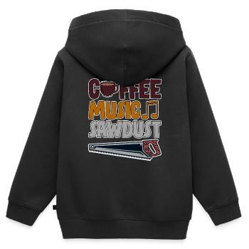 Coffee Music Sawdust 4 - Kinder Premium Organic Zip Hoodie - Schwarz - Hinten - AI Model Kid Male (0cm)