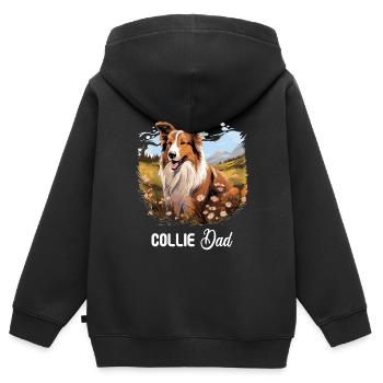 Hund Collie - Kinder Premium Organic Zip Hoodie - Schwarz - Hinten - AI Model Kid Male (0cm)