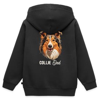 Hund Collie - Kinder Premium Organic Zip Hoodie - Schwarz - Hinten - AI Model Kid Male (0cm)